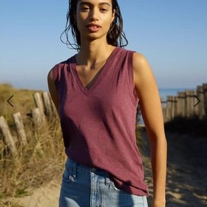 Madewell Whisper Cotton V-Neck Tank, Manor Purple
